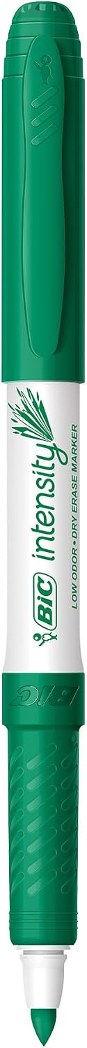BIC Intensity Green Low Odor Dry Erase Markers, Fine Tip, 12-Count