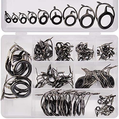 45PCS Fishing Rod Guide Repair Kit - 9 Size(Each Size 5 PCS) Fishing Rod Tips and Guides