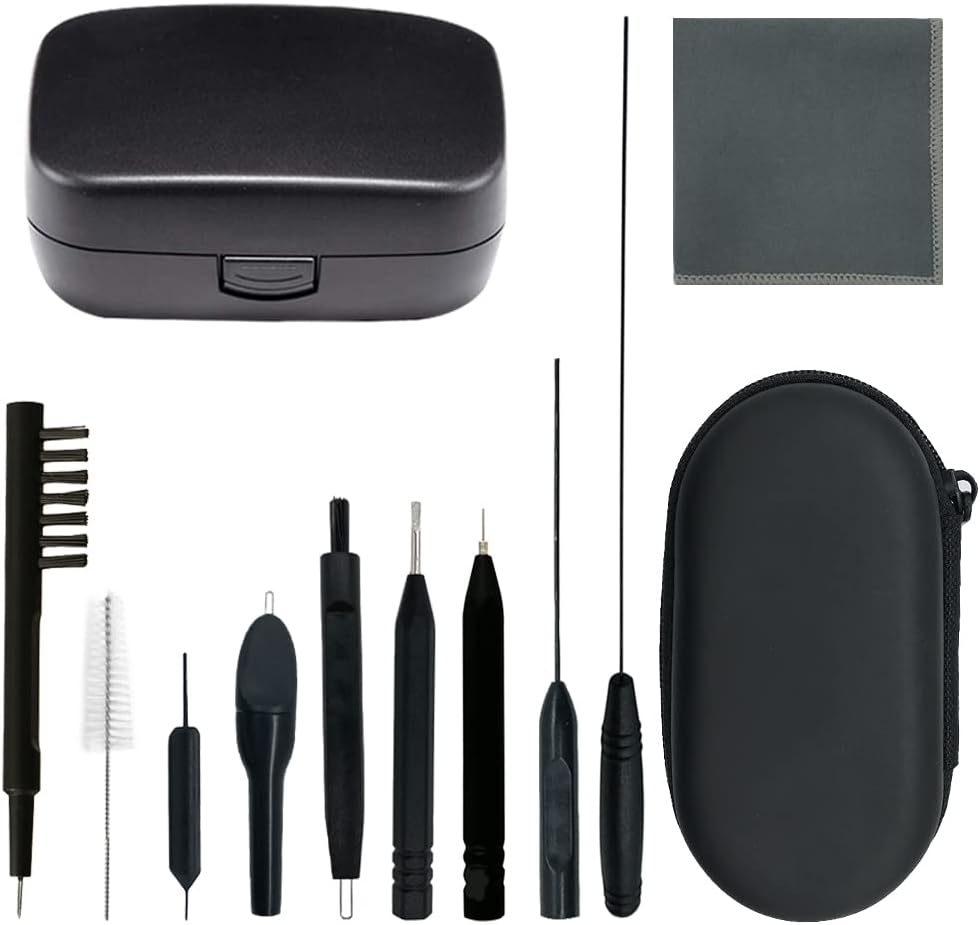 12-Piece Hearing Aid Cleaning Kit with Wax Loop, Storage Case