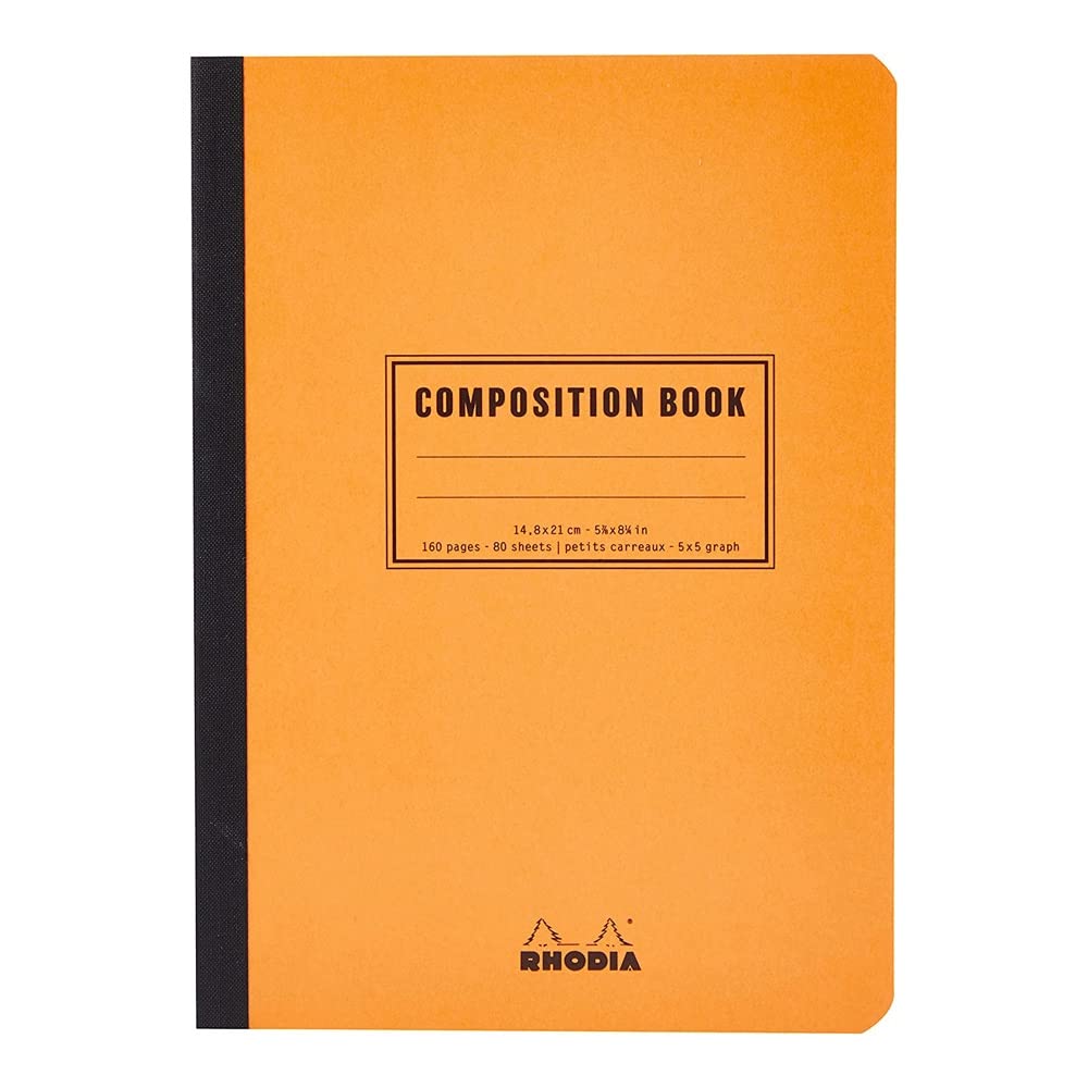 RHODIA 119208C - Flexible Notebook Cloth Back Composition Book Orange - A5 - Small