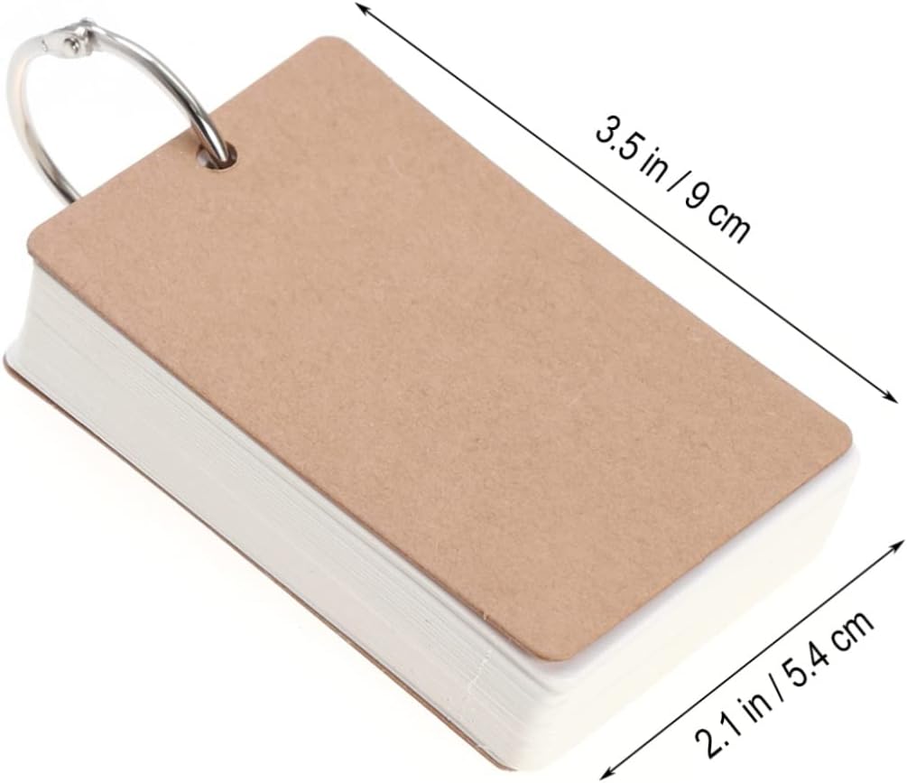 50 Page White Kraft Paper Index Cards with Binder Rings