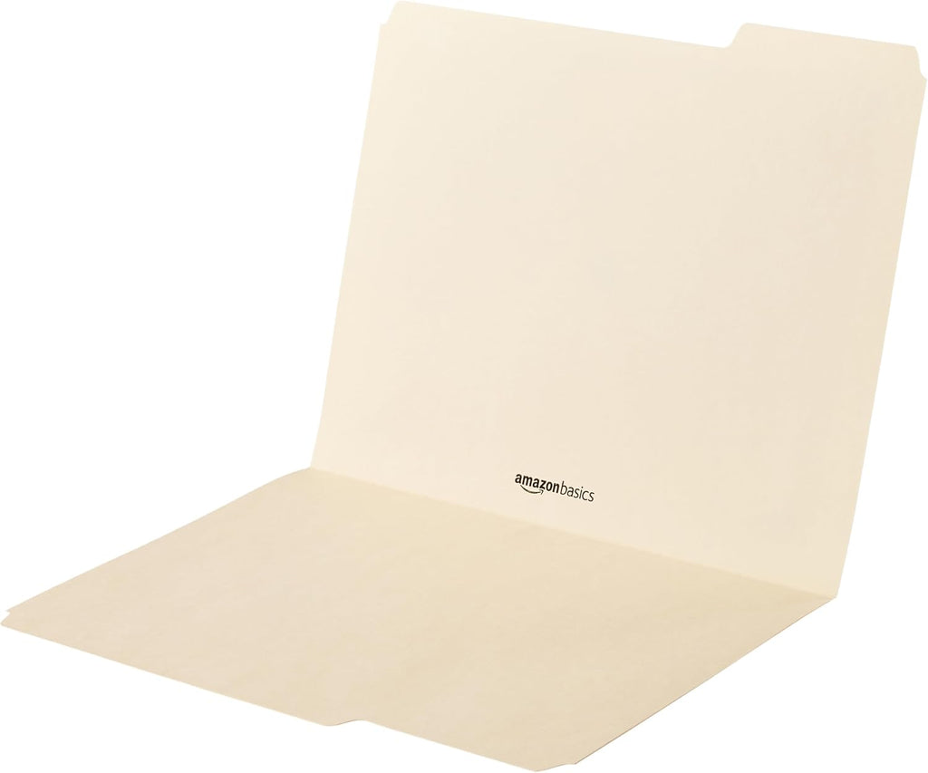 Amazon Basics Sturdy File Folders with Reinforced Tabs for Filing and Organization