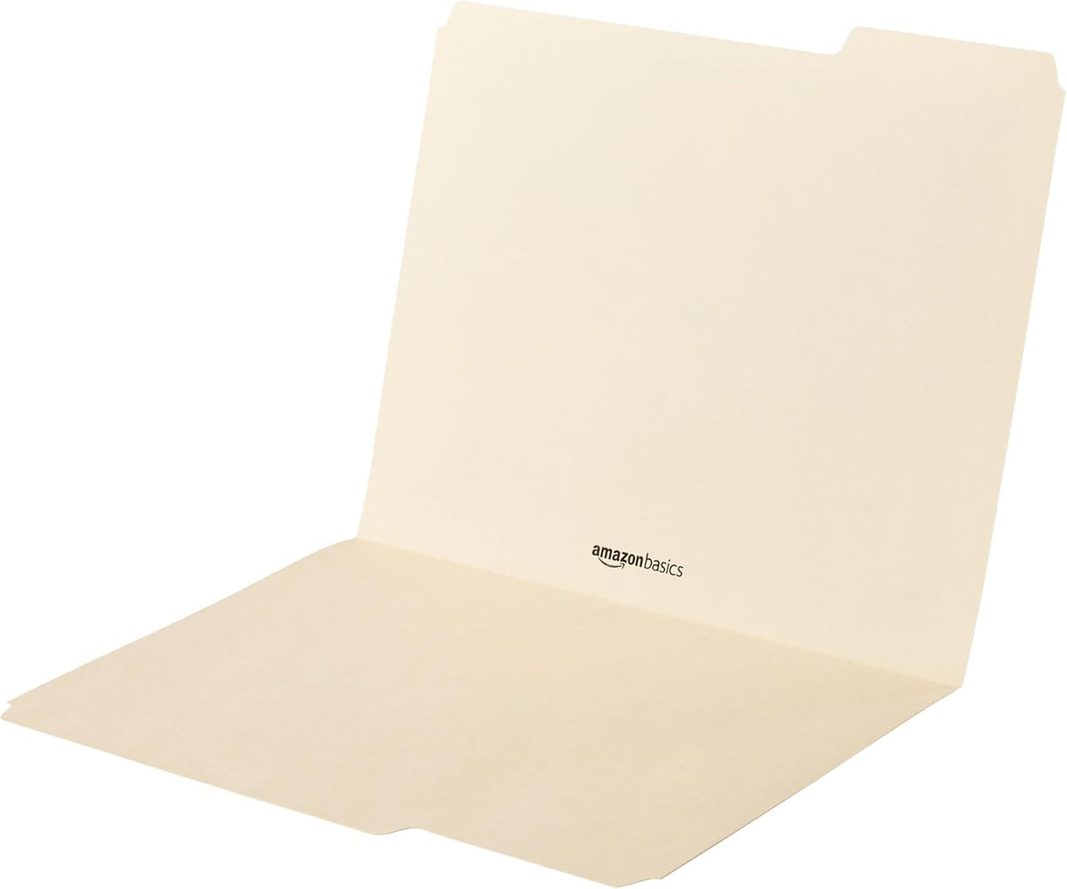 Amazon Basics Sturdy File Folders with Reinforced Tabs for Filing and Organization