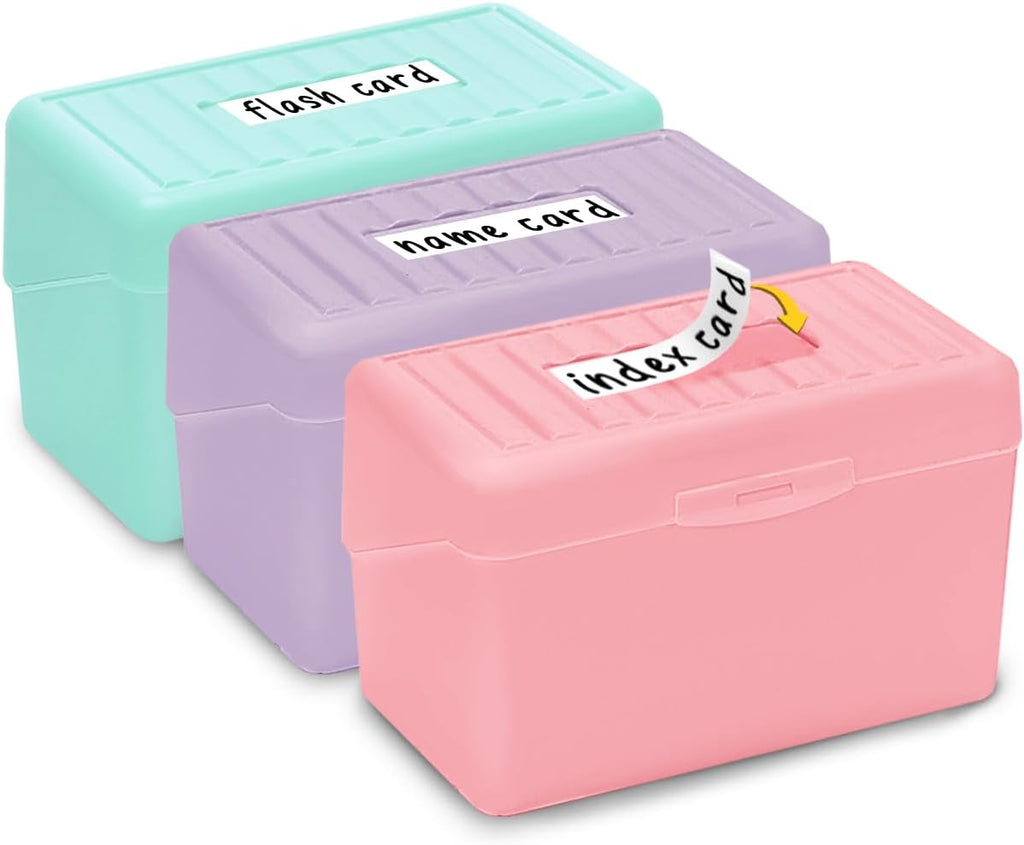 H4D Index Card Holder 3x5, Index Card Box Organizer, 3 Pack, Pastel Colors