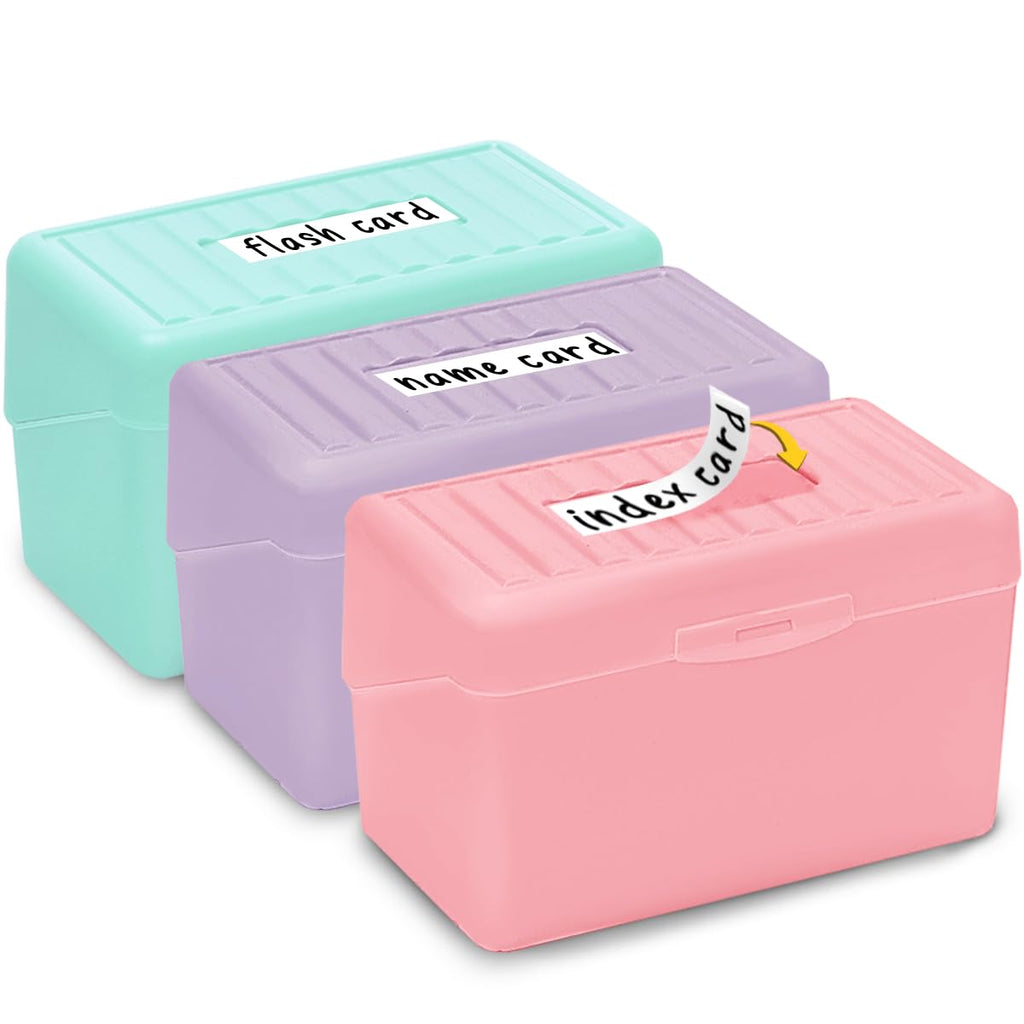 H4D Index Card Holder 3x5, Index Card Box Organizer, 3 Pack, Pastel Colors