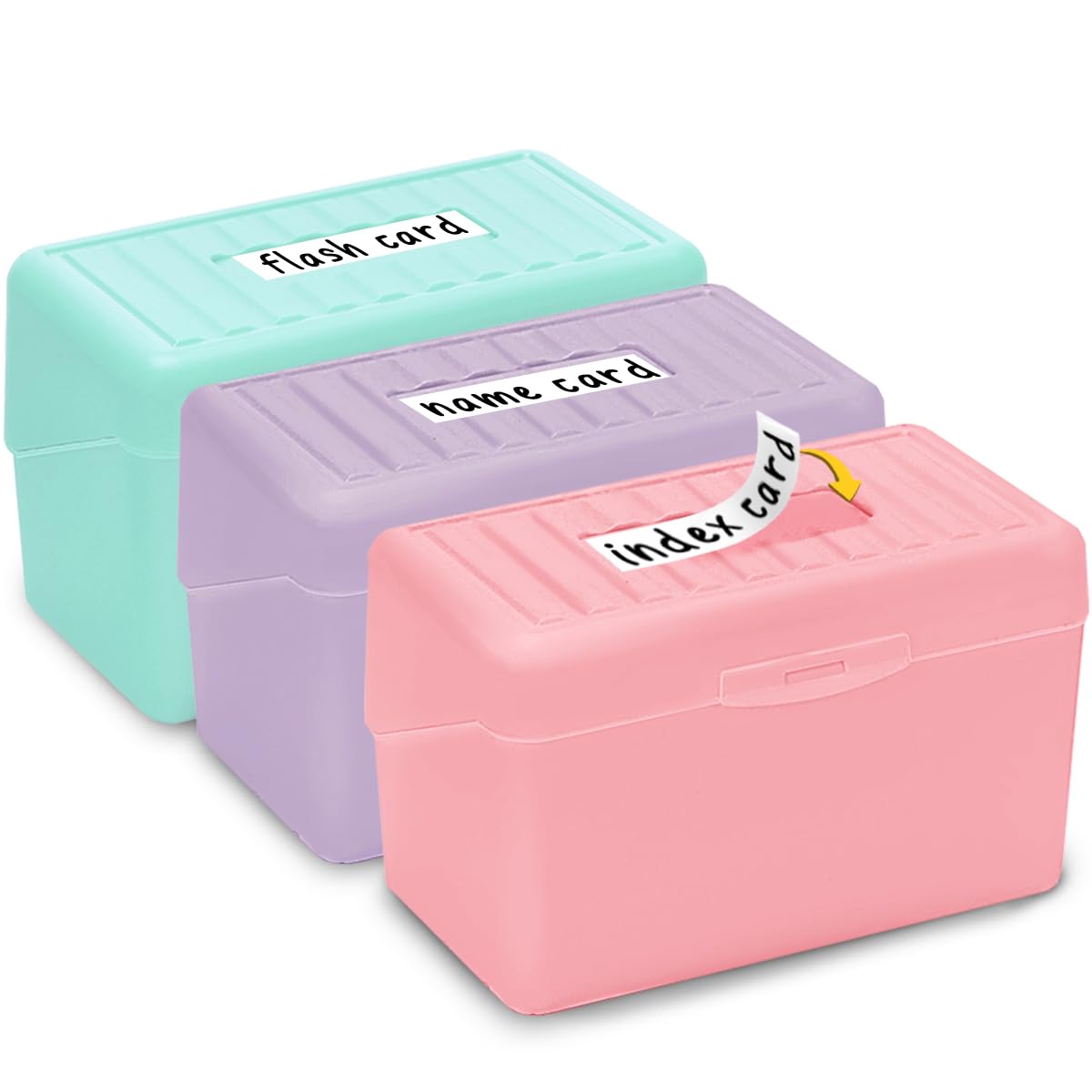 H4D Index Card Holder 3x5, Index Card Box Organizer, 3 Pack, Pastel Colors