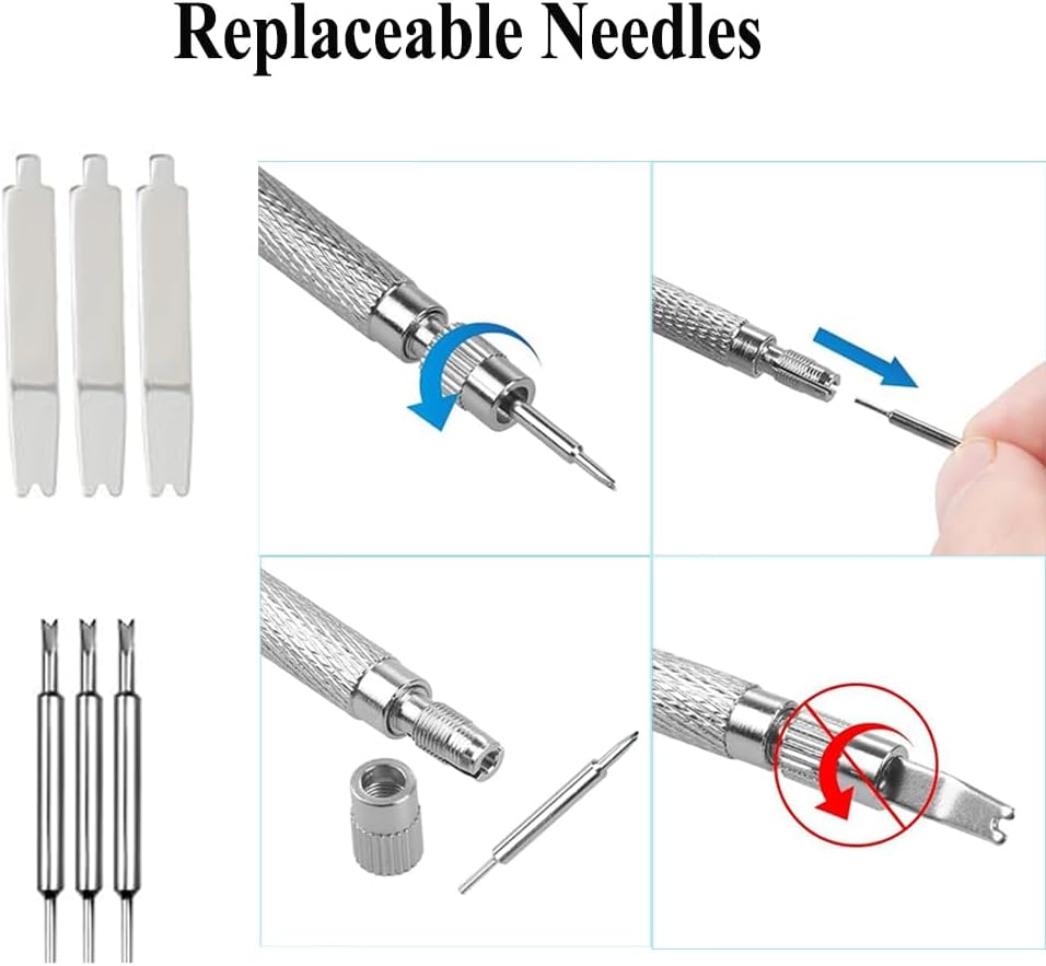 Watch Band Pins Kit -Watch Spring Bar Replacement-Bands Strap Removal Repair Tool with 6