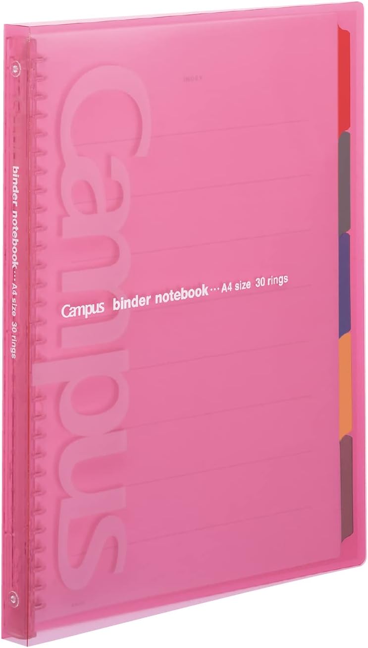 Kokuyo Campus Slide Binder with 5 Tab Dividers, Slim Type, A4, 30 Holes, Up to 65 Sheets