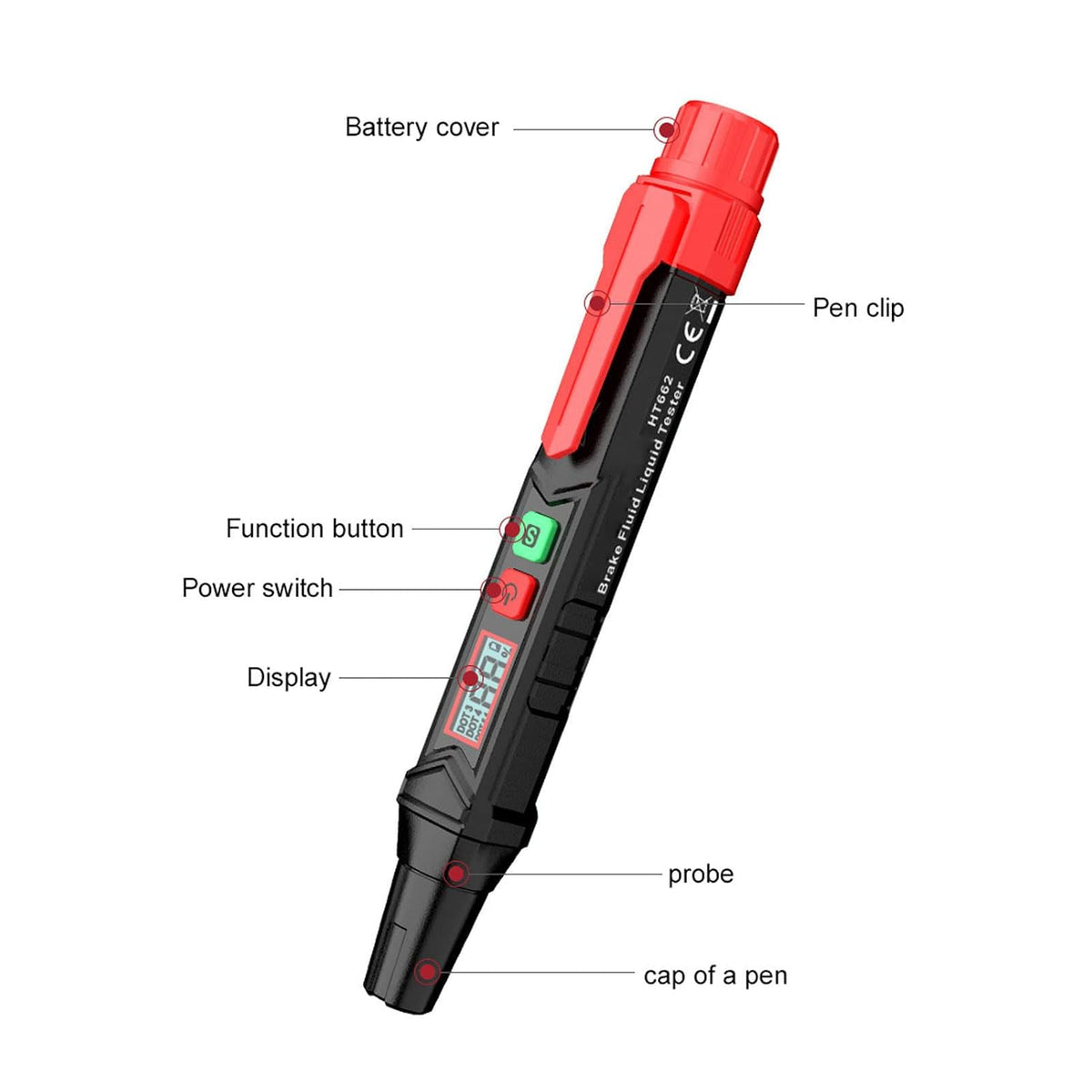 HT662 Brake Fluid Tester 6.9×1.1in Automotive Fluid Tester Pen