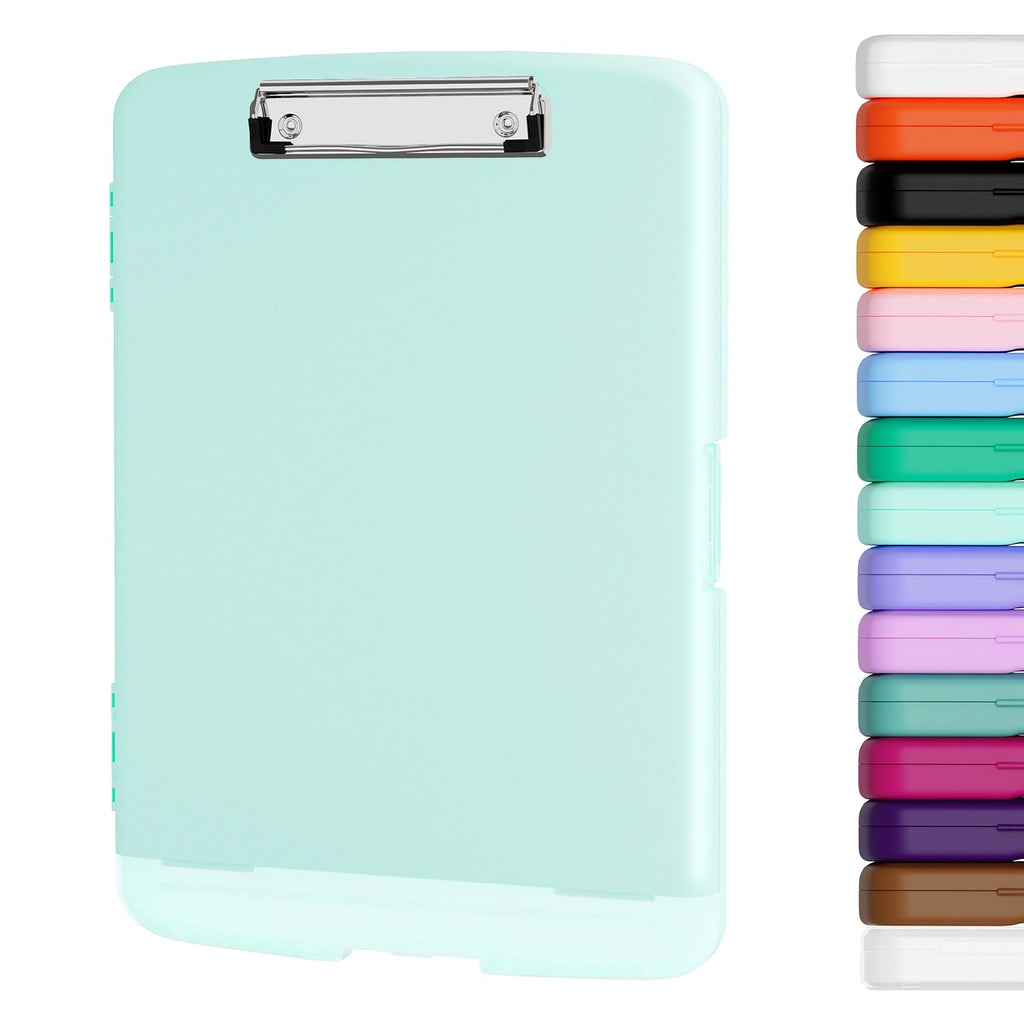Piasoenc Clipboard with Storage, 8.5 x 11 Clip Board with Pen Holder, Red