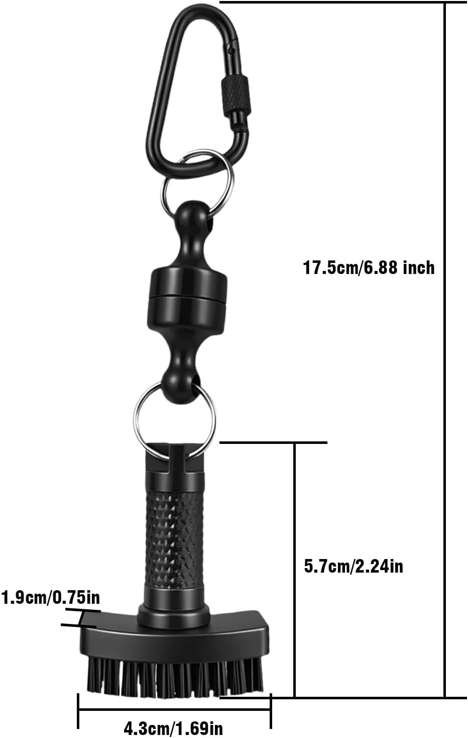 Mini Golf Club Brush, Magnetic Quick-Release Groove Cleaner, Durable Nylon Bristles