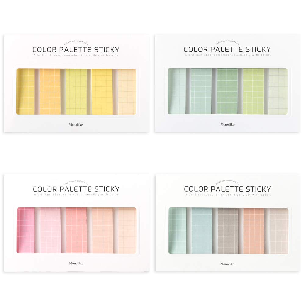 Monolike Color Palette Sticky Grid 300 C Set 4p - Self-Adhesive Memo Pad 30 Sheets