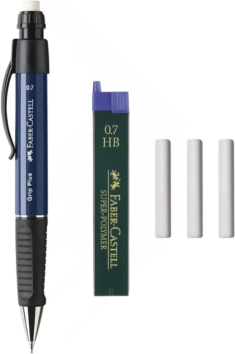 Faber-Castell Grip Plus Mechanical Pencil - 0.7mm - Blue Barrel + Super-Polymer 0.7mm HB