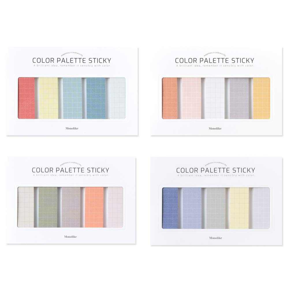 Monolike Color Palette Sticky Grid 300 C Set 4p - Self-Adhesive Memo Pad 30 Sheets