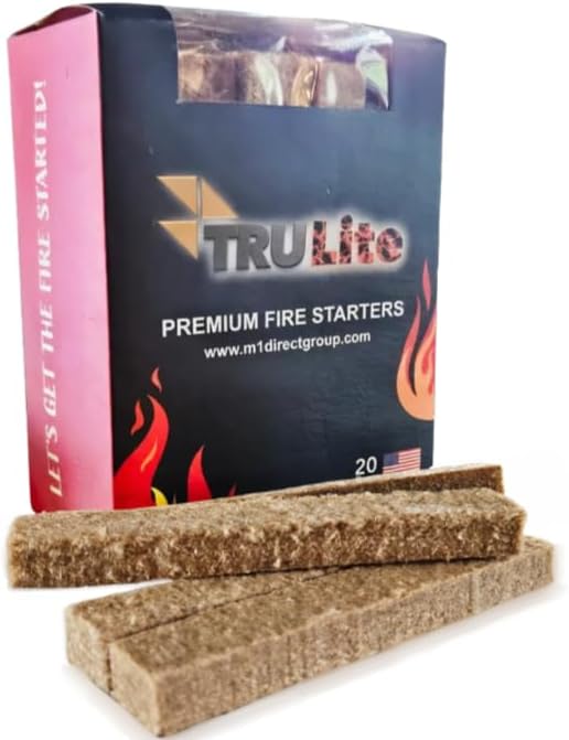 TRULite Premium Fire Starters, 20 Piece Box, USA Made, Ideal for Quickly