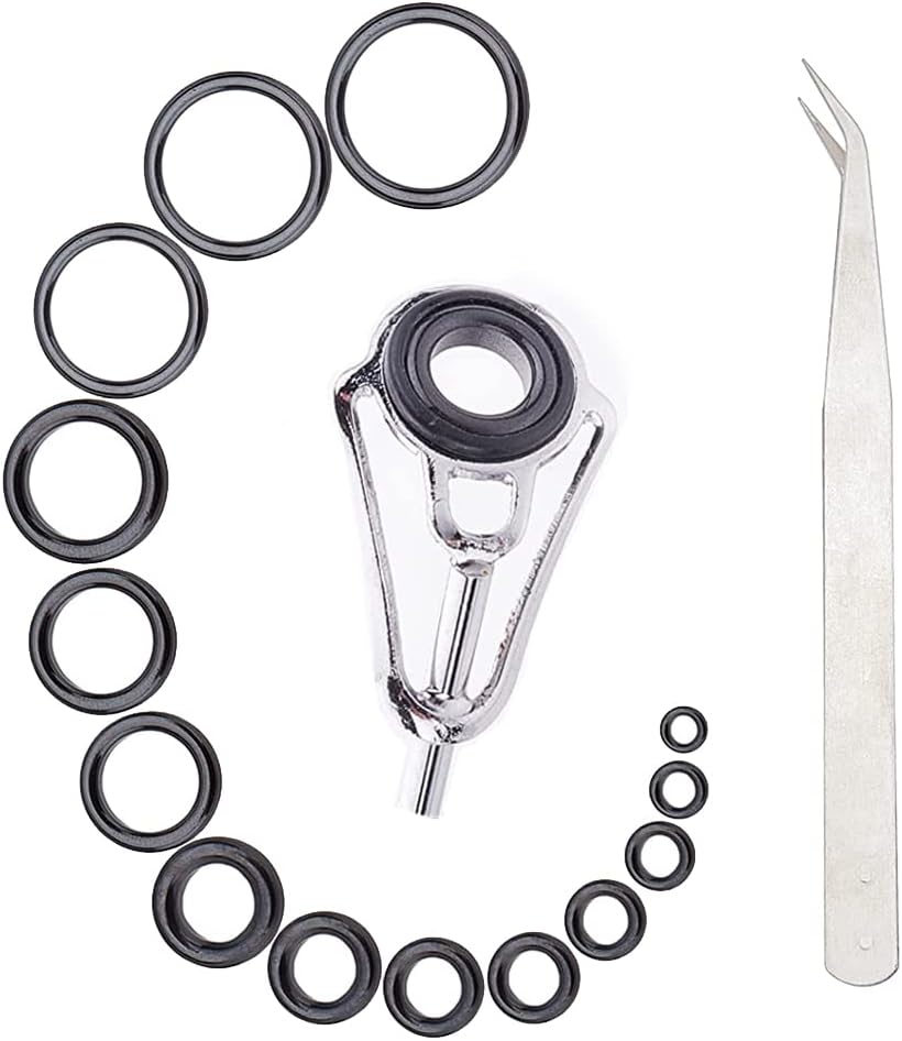 SUPERFINDINGS 60pcs 14 Sizes Rod Ceramic Guides Ring Set Fishing Rod Guide Kit Fishing