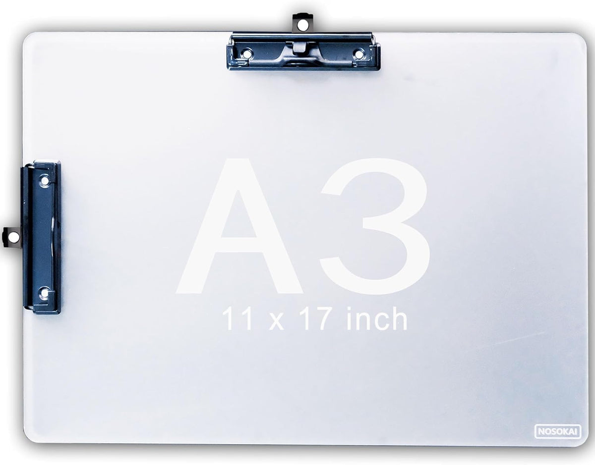 Clipboard with Pen Holder A3 Size 11" x 17", (White