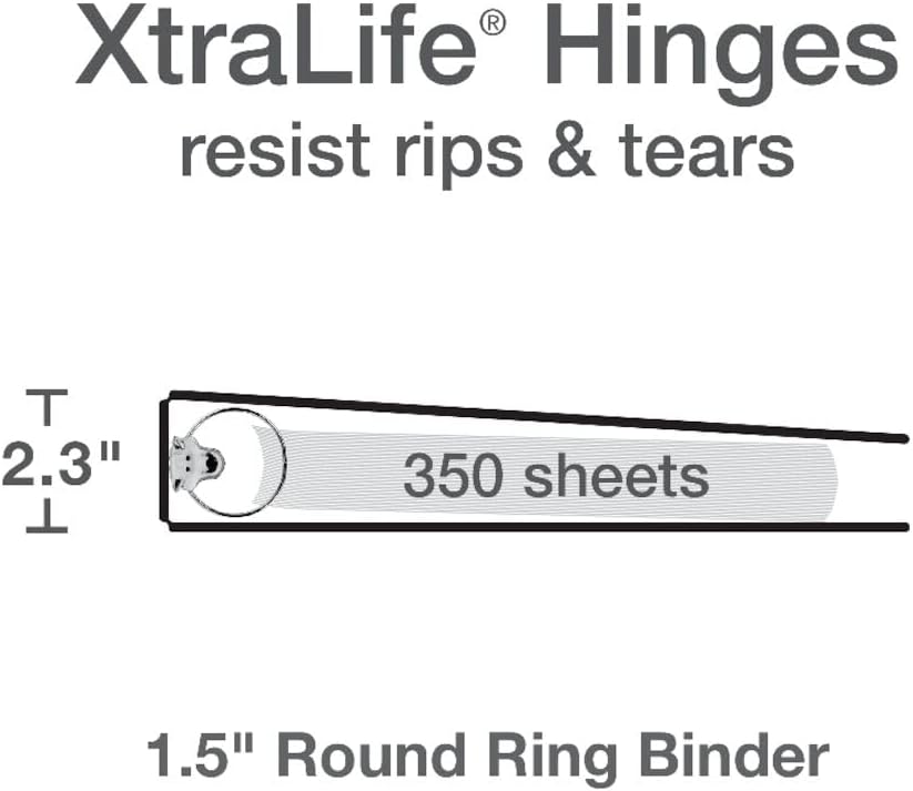 Cardinal 3 Ring Binders, Binders for School and Office, Durable 1.5 Inch, Round Rings
