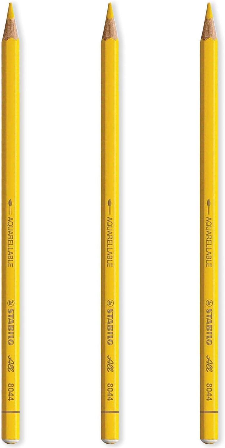 STABILO All Watercolour Effect Pencil Pack of 3 Pencils (Yellow)