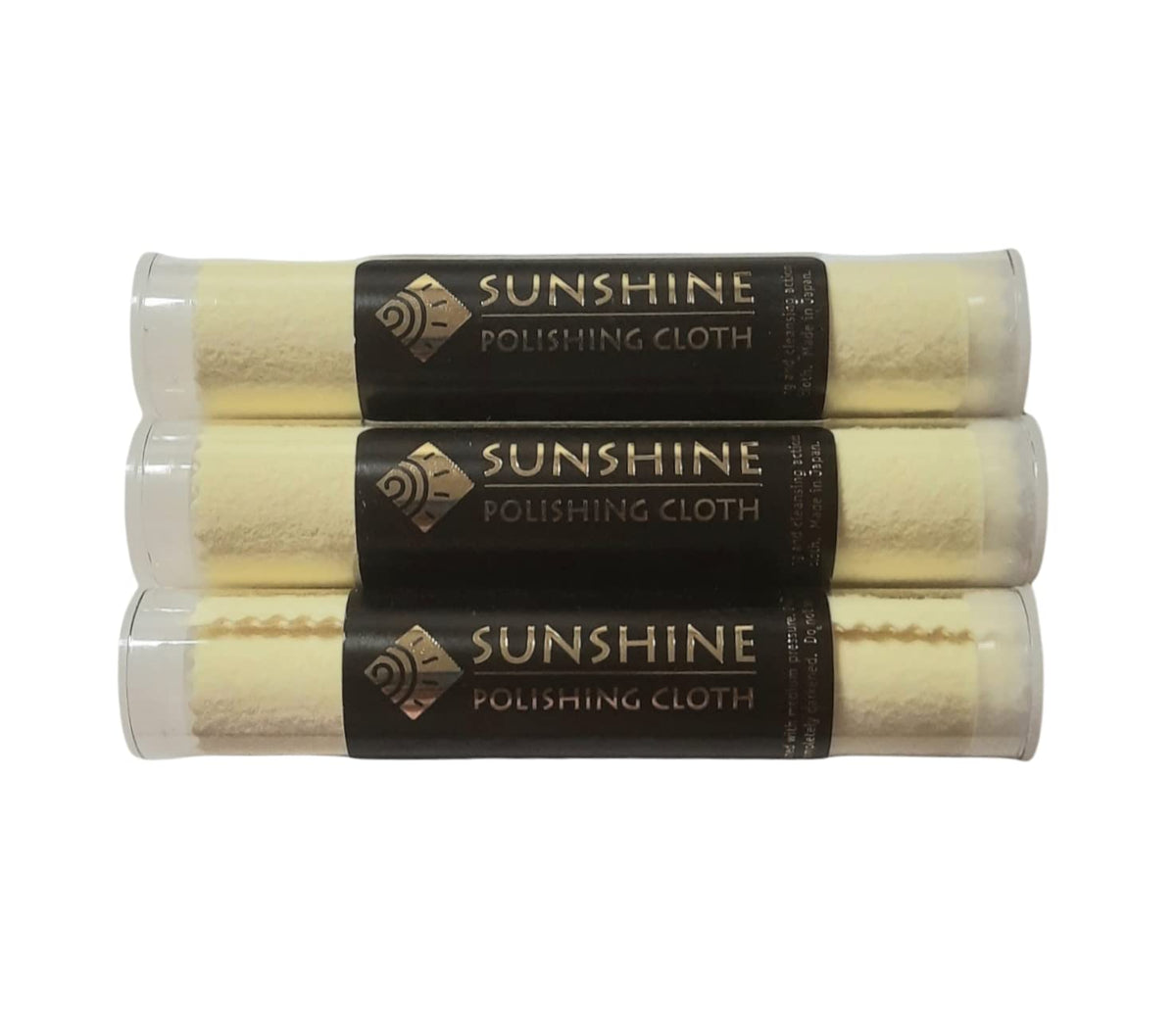 Sunshine 3 Polishing Cloths Jewelry Cleaner Tube Silver Brass Gold Copper