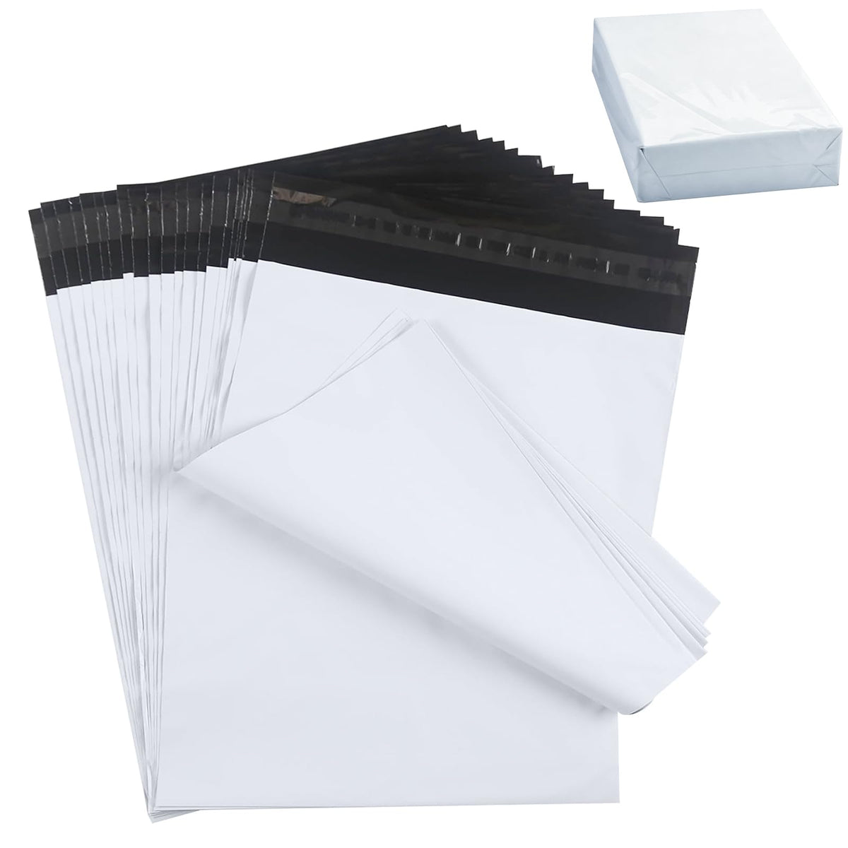 Poly Mailers 12x15.5" White Shipping Bags Self-Sealing Mailing Envelopes Waterproof and