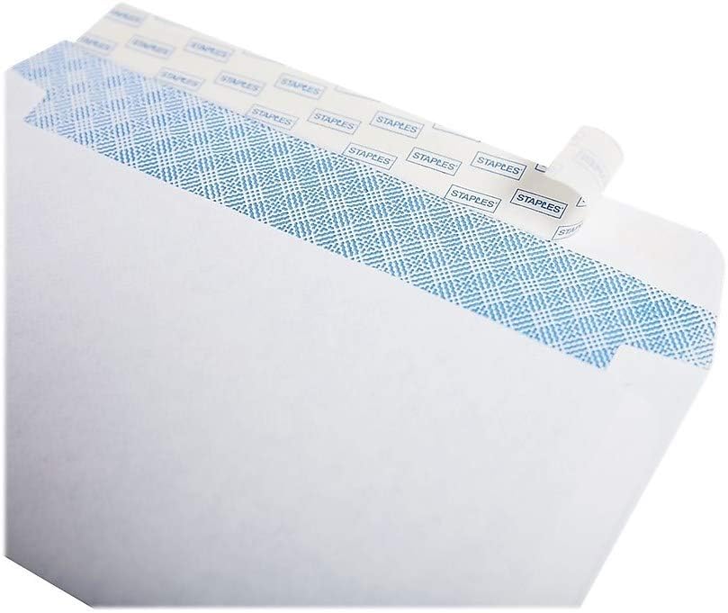 Staples #6.75 QuickStrip EasyClose Security-Tinted Envelopes, White