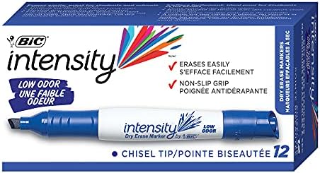 BIC Intensity Fineliner Marker Pen, XL Chisel Tip, Blue, 12-Count