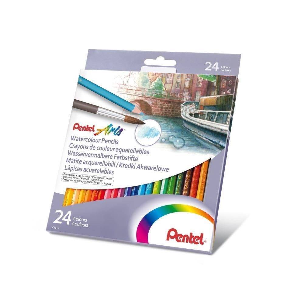 Pentel Arts Watercolour Pencil Set - Assorted, 24 Count (Pack of 1)