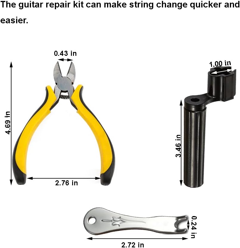 3-Pc Guitar Repair Kit with String Winder, Cutter and Pin Puller