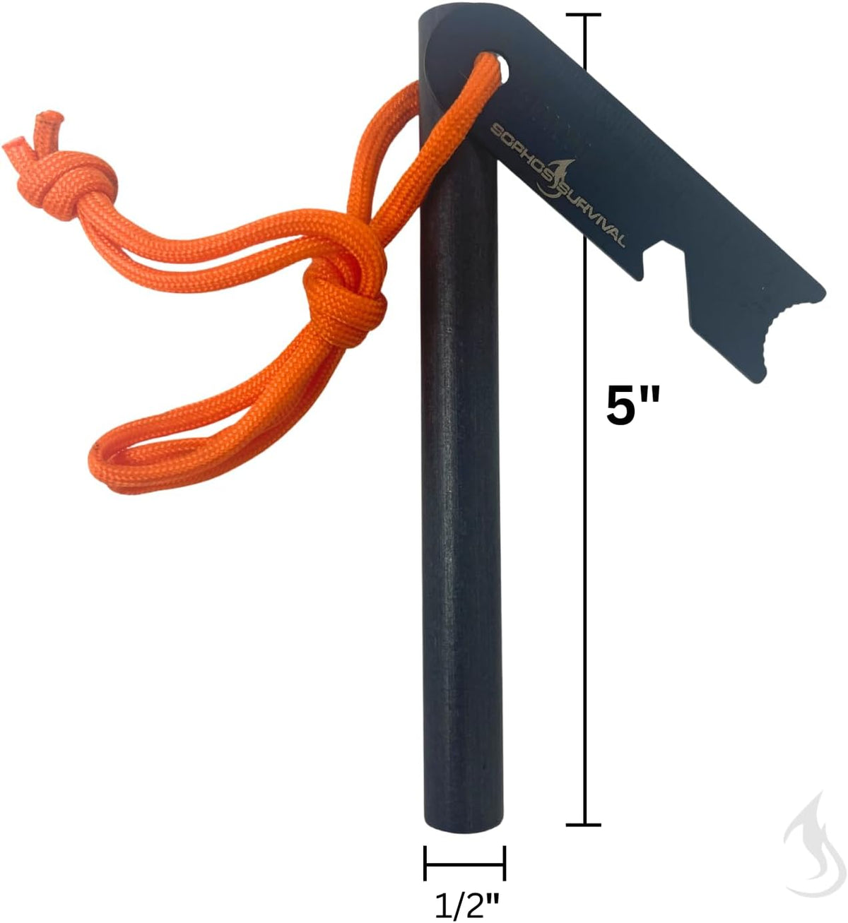 Ferro Rod Fire Starter Drilled Flint and Steel Survival Tool Kit with High Visibility