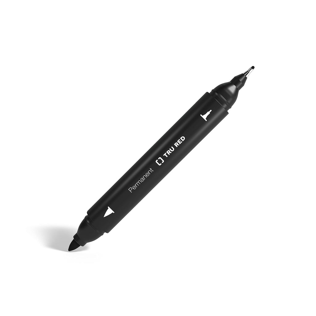 TRU RED Twin Tip Permanent Markers, Black, Fine/Ultra Fine, 12/Carton