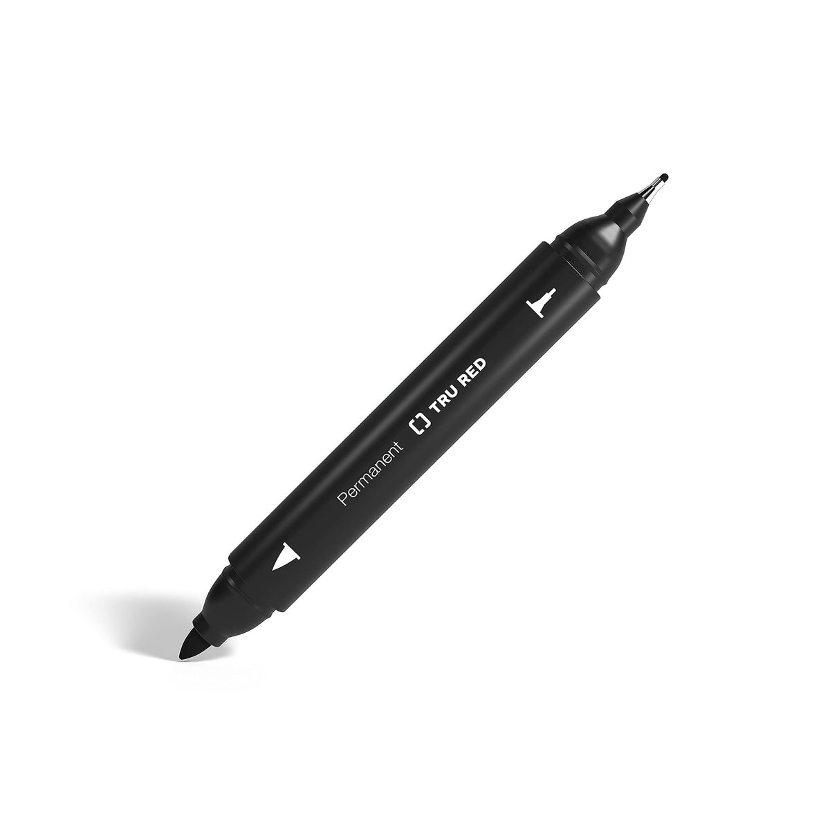TRU RED Twin Tip Permanent Markers, Black, Fine/Ultra Fine, 12/Carton