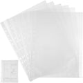 100pcs PP Sheet Protectors, 11 Hole Binder Sleeves Top Loading