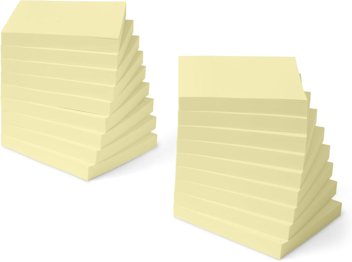 Amazon Basics Square Sticky Notes, Self-Stick Pads, 3 x 3 inches, Yellow, 18-Pack