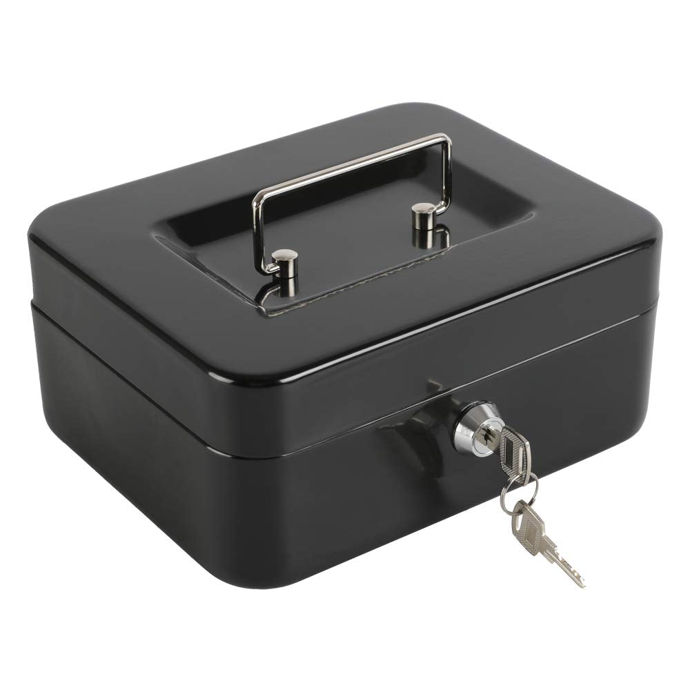 xydled Medium Cash Box with Lock, Metal Money Box, Steel Money Box, Pink