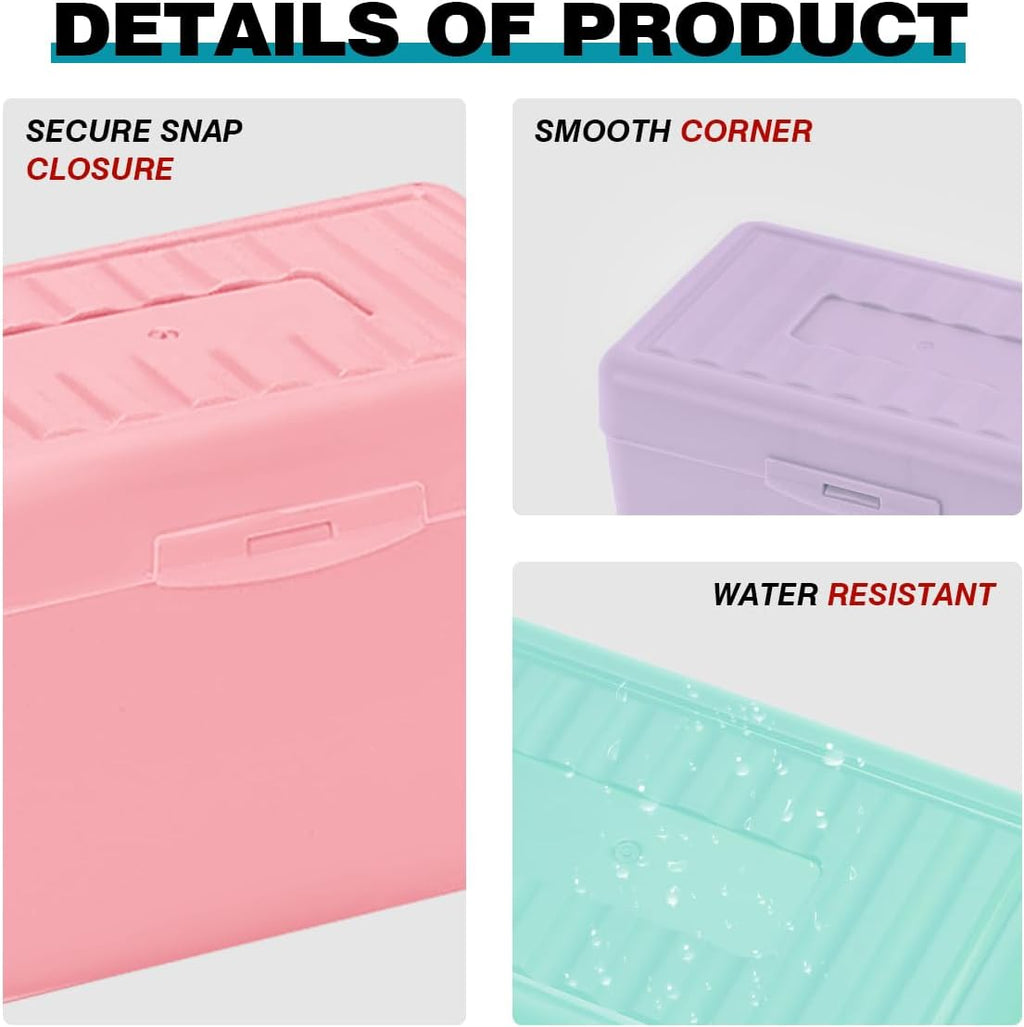 H4D Index Card Holder 3x5, Index Card Box Organizer, 3 Pack, Pastel Colors