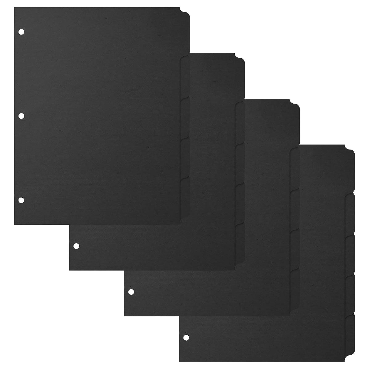 3 Ring Binder Dividers with 5-Tabs for Letter Size, 1/5 Cut, 3-Hole Punched