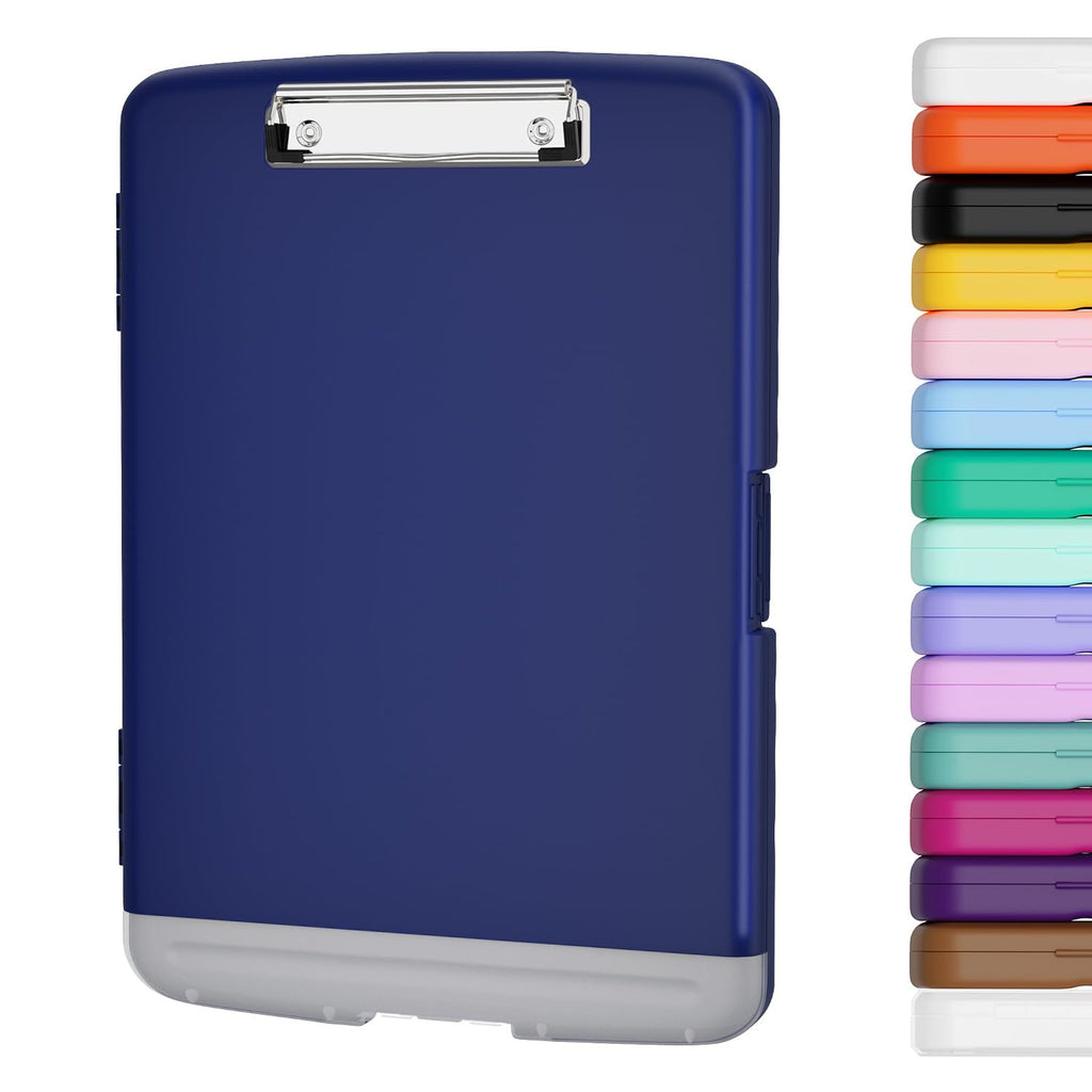 Piasoenc Clipboard with Storage, 8.5 x 11 Clip Board with Pen Holder, Red