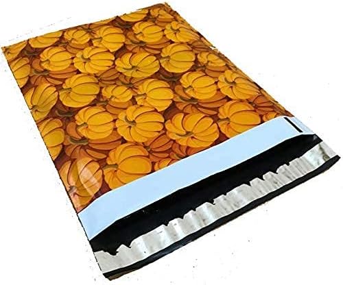 10x13 - Fall Pumpkin Designer Printed Poly Mailers Shipping Envelopes Self Sealing