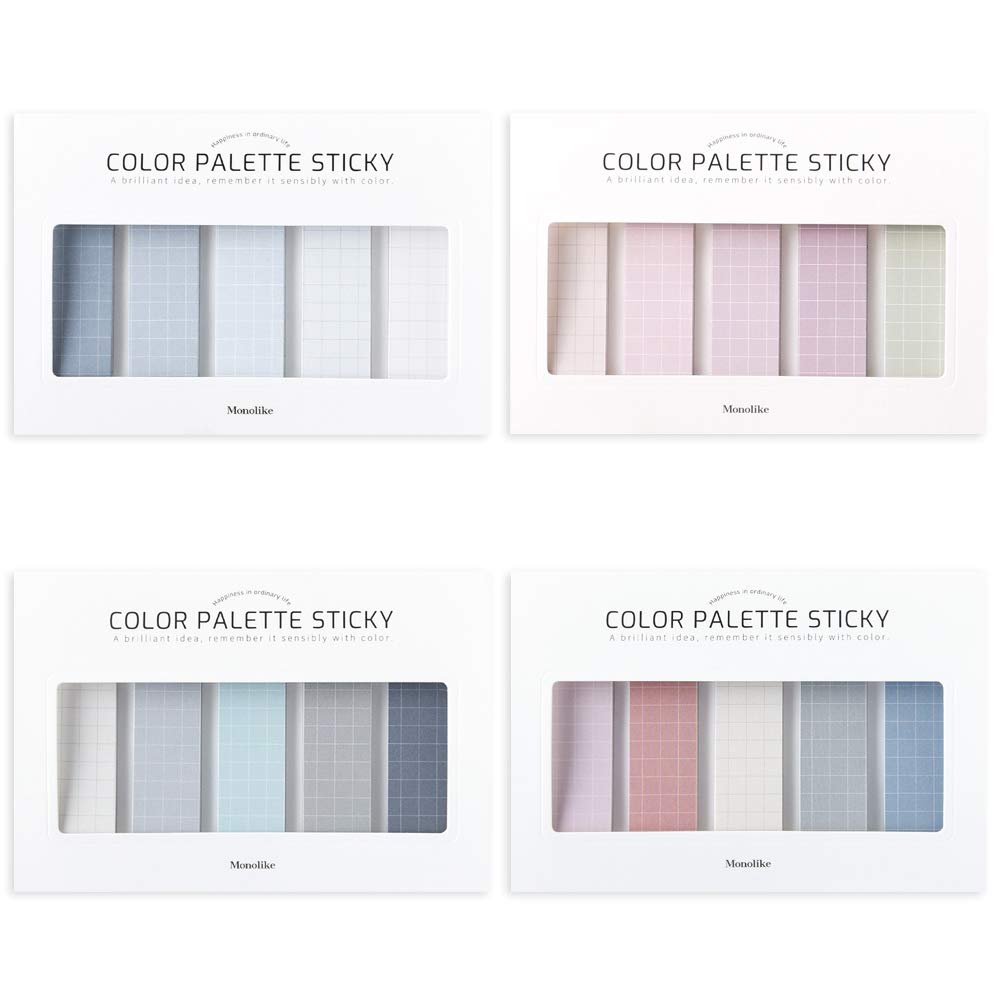 Monolike Color Palette Sticky Grid 300 C Set 4p - Self-Adhesive Memo Pad 30 Sheets