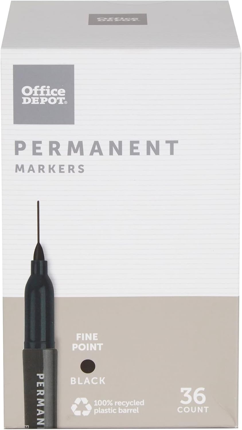 Office Depot® Brand Permanent Markers, Fine Point, 100% Recycled Plastic Barrel