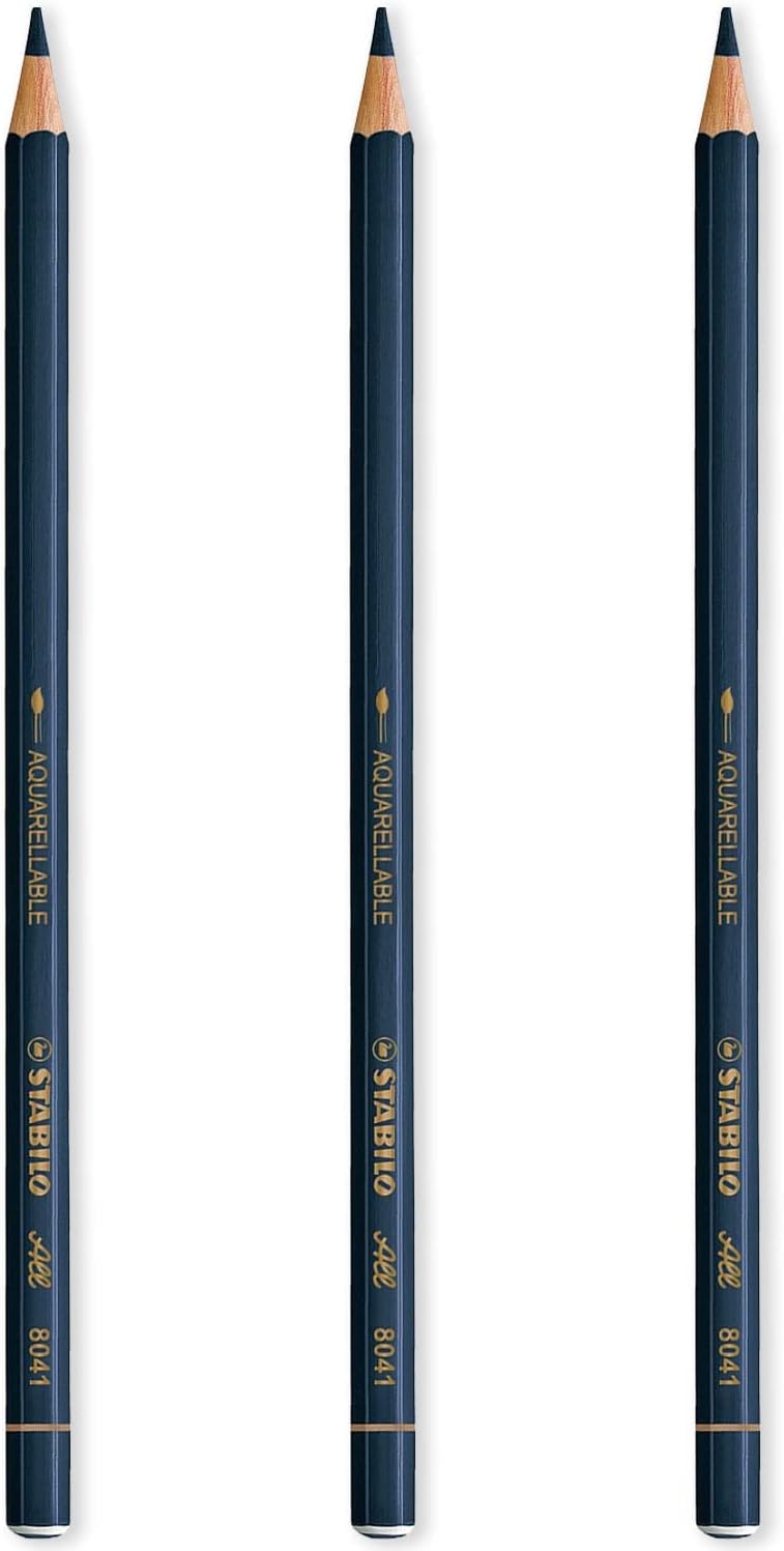 STABILO All Watercolour Effect Pencil Pack of 3 Pencils (Blue)