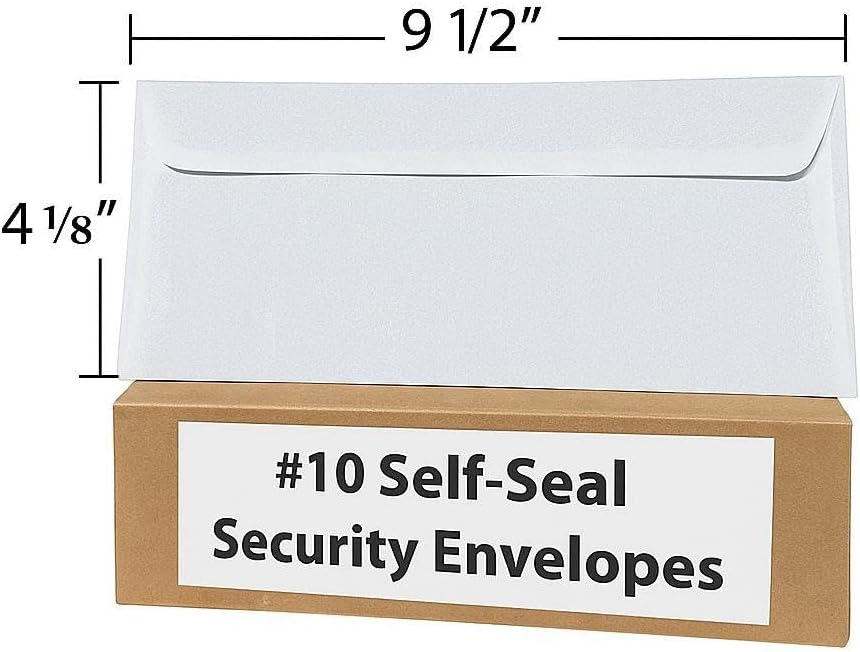 200 - Pack #10 Security Envelopes Self Seal Envelopes 4-1/8" x 9-1/2"