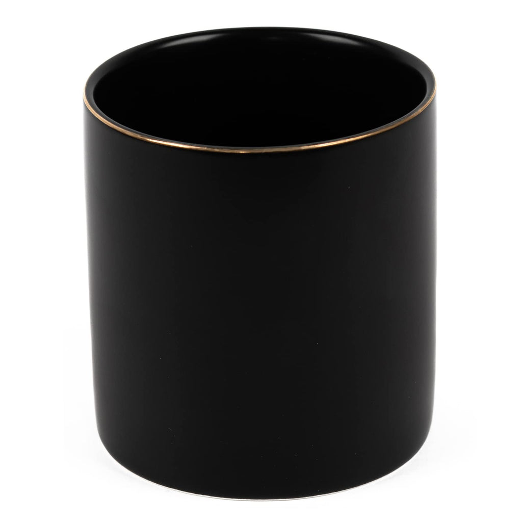 HANKOR Ceramic Pencil Holder for Desk - Cute Gold Trim Pen Aesthetic Makeup Brush Cup