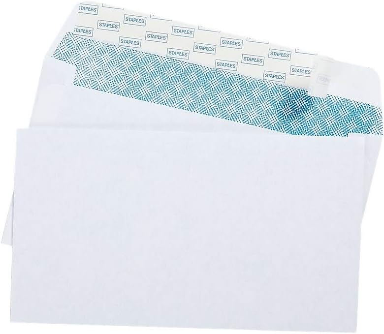 Staples #6.75 QuickStrip EasyClose Security-Tinted Envelopes, White