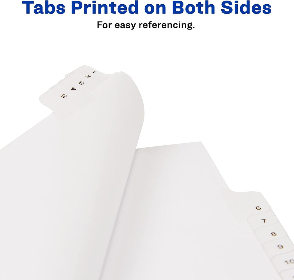 Avery® Legal Exhibit Dividers, Side Tab, 1-25 Numbered, 5 Sets