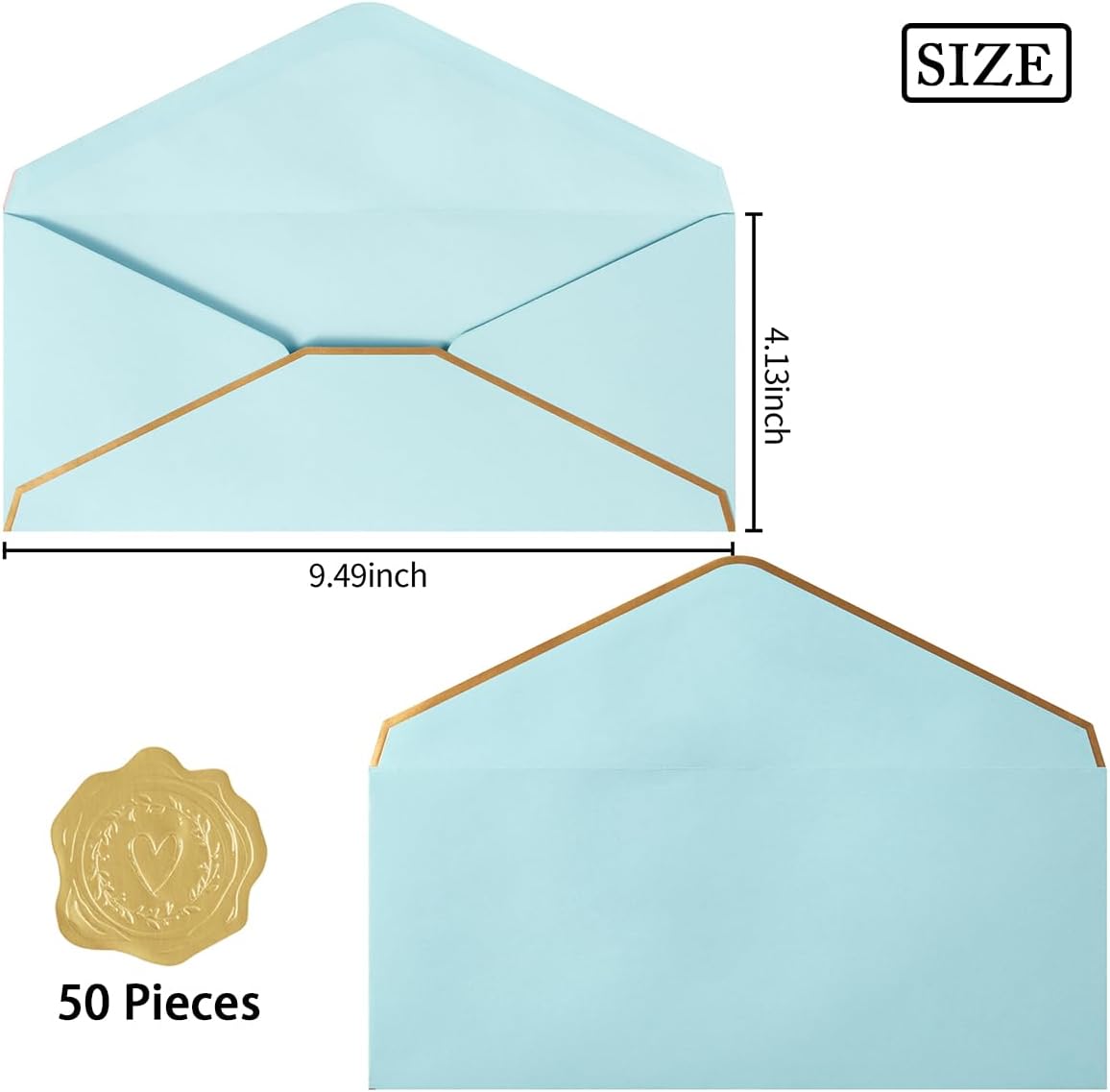 50 Pack #10 Business Envelopes, Light Blue, 4 1/8 x 9 1/2 Inches