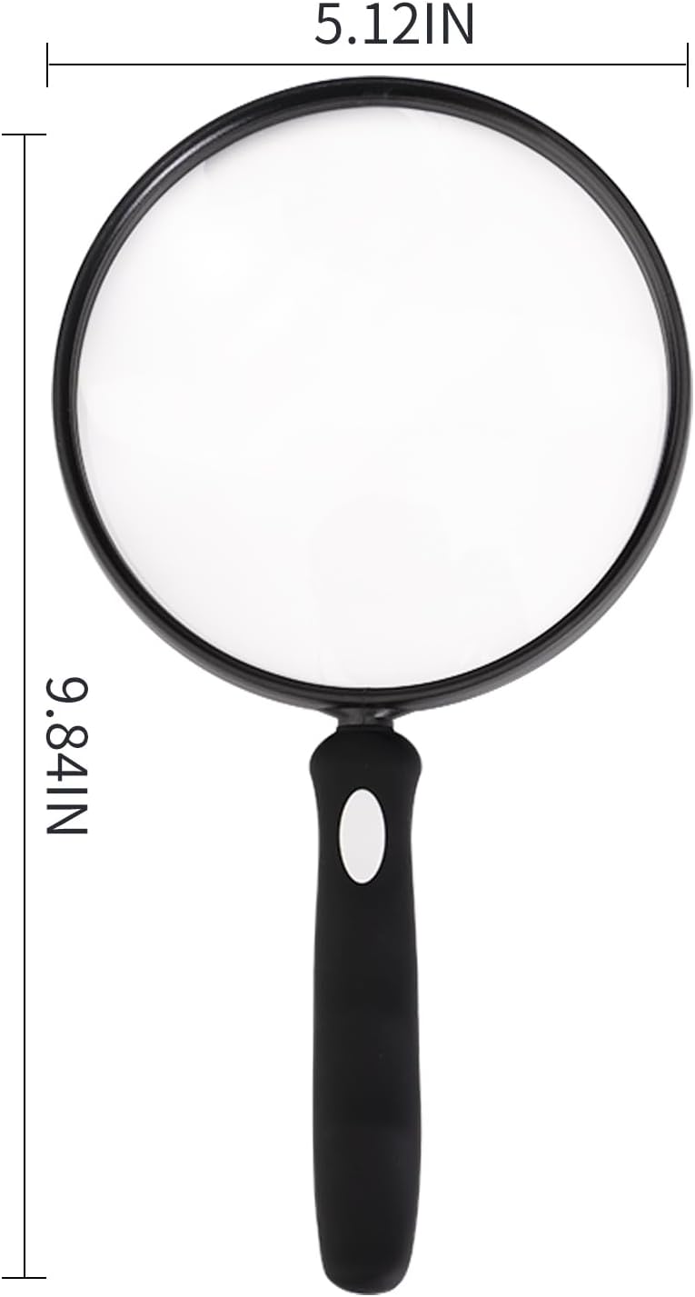 10X Large Magnifying Glass for Reading, Upgraded Handheld Magnifier with 5.12inch