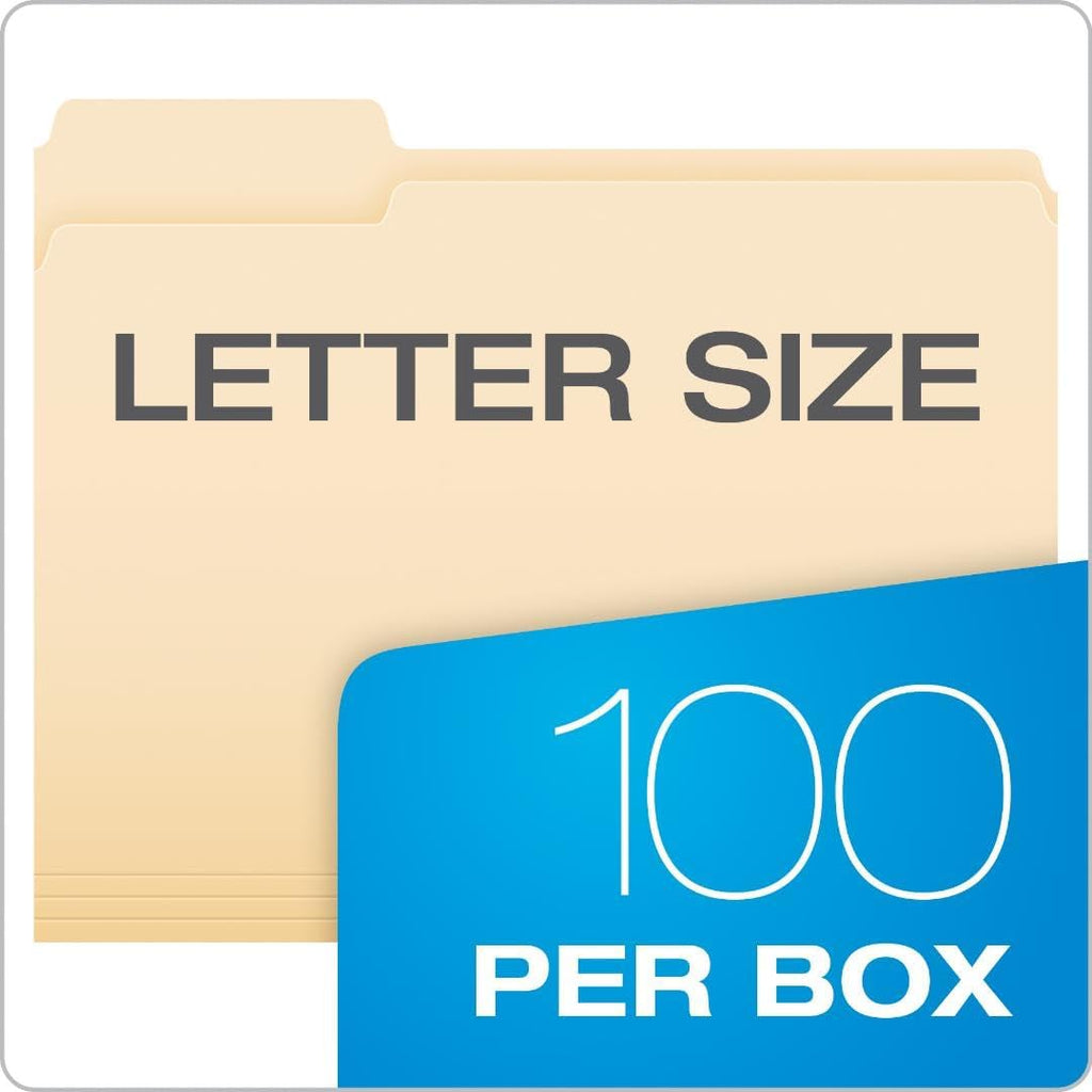 Pendaflex File Folders, 100 Pack, Durable Manila Folders, Letter Size (8.5" x 11")