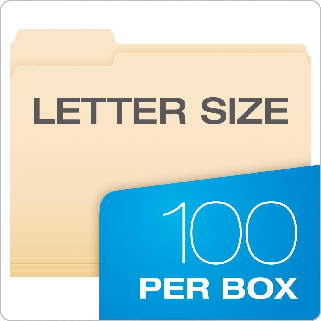 Pendaflex File Folders, 100 Pack, Durable Manila Folders, Letter Size (8.5" x 11")